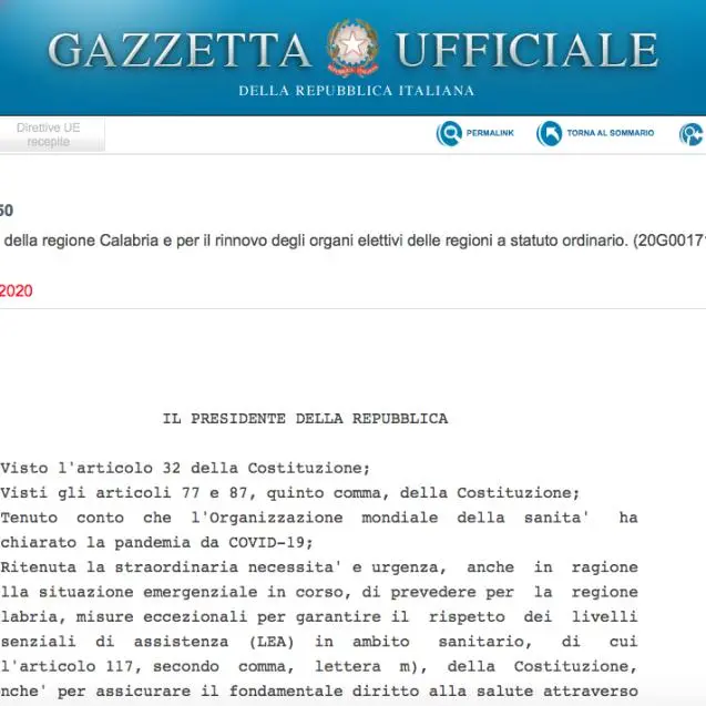 Decreto Calabria bis pubblicato in Gazzetta Ufficiale: al via l'era Zuccatelli?