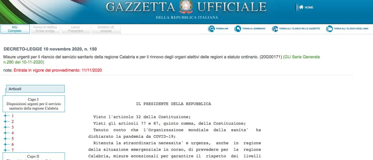 Decreto Calabria bis pubblicato in Gazzetta Ufficiale: al via l'era Zuccatelli?