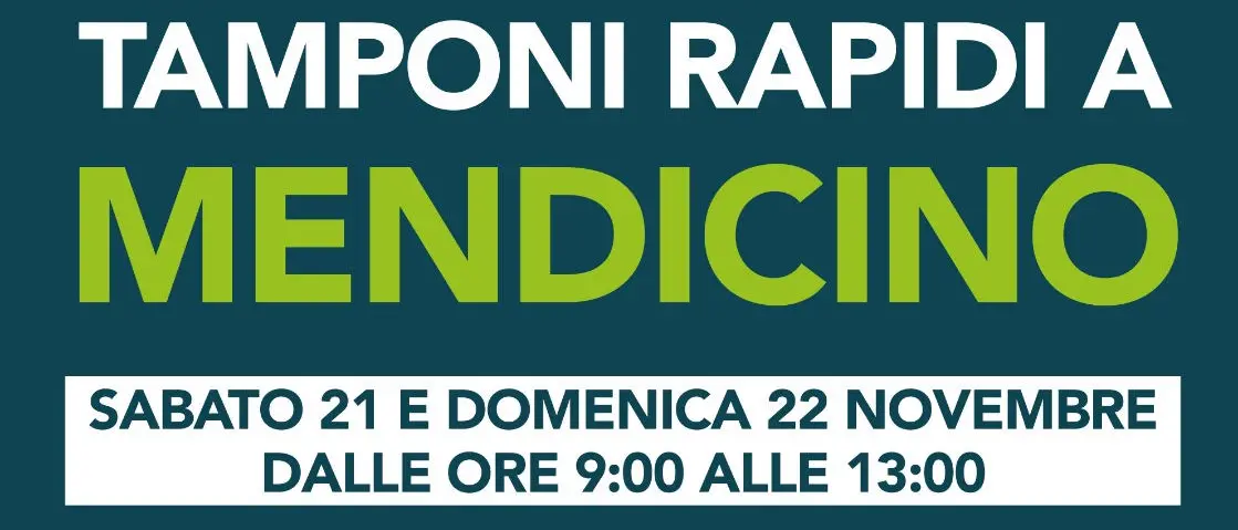 A Mendicino tamponi rapidi fino all'inizio del mese di dicembre