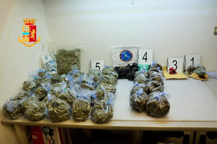 Cosenza, arrestato 21enne: trovato con 6 chili di marijuana e una pistola