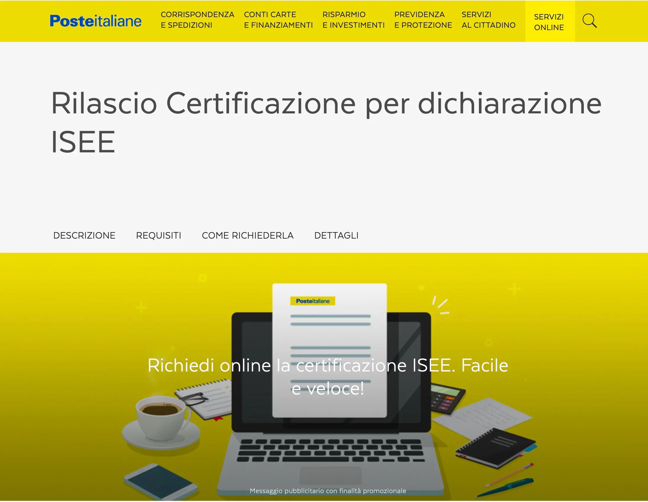 Poste Italiane: disponibili on-line nella provincia di Cosenza i dati 2019 per la richiesta dell’Isee