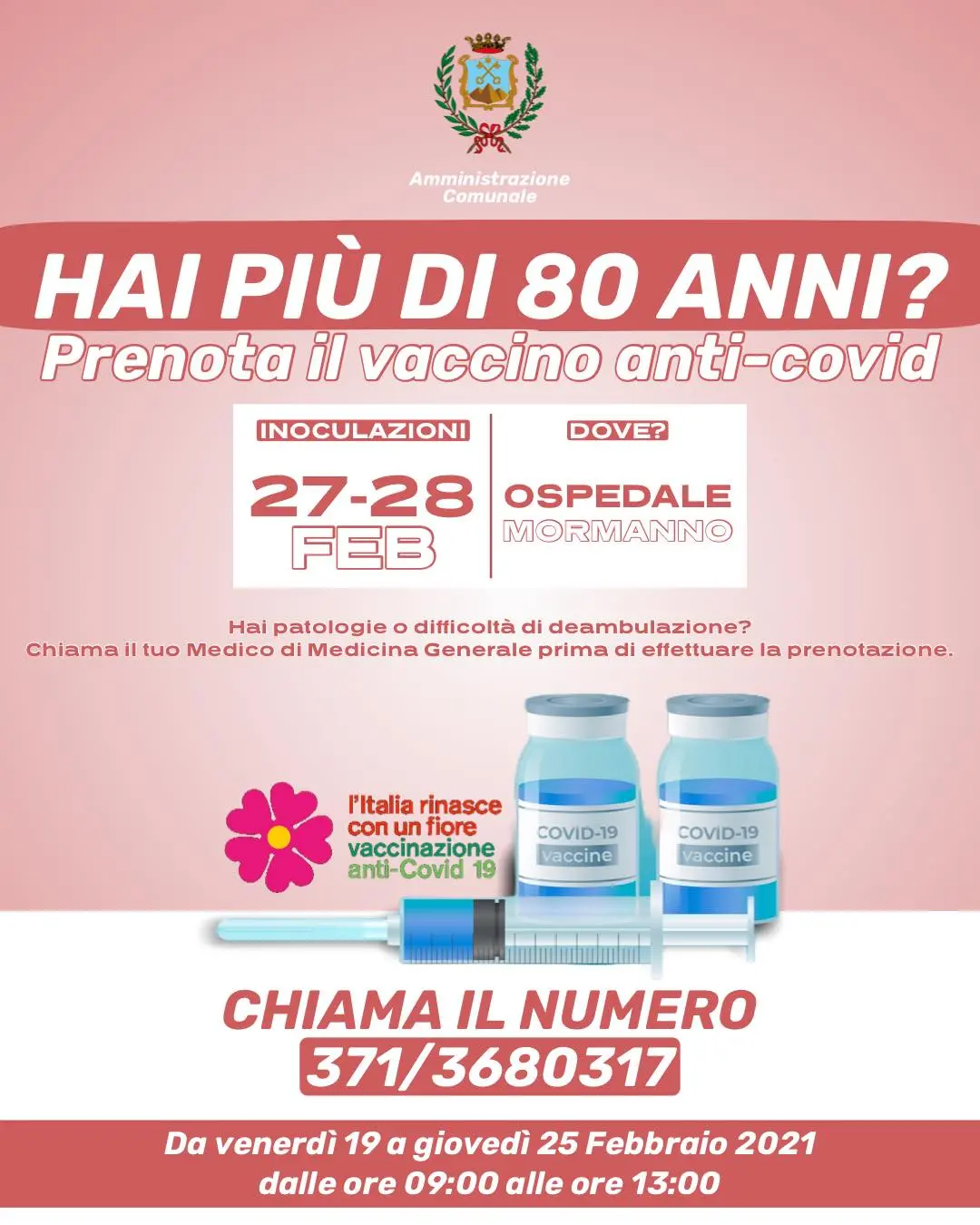 Mormanno, inizia la campagna vaccinale per gli over 80