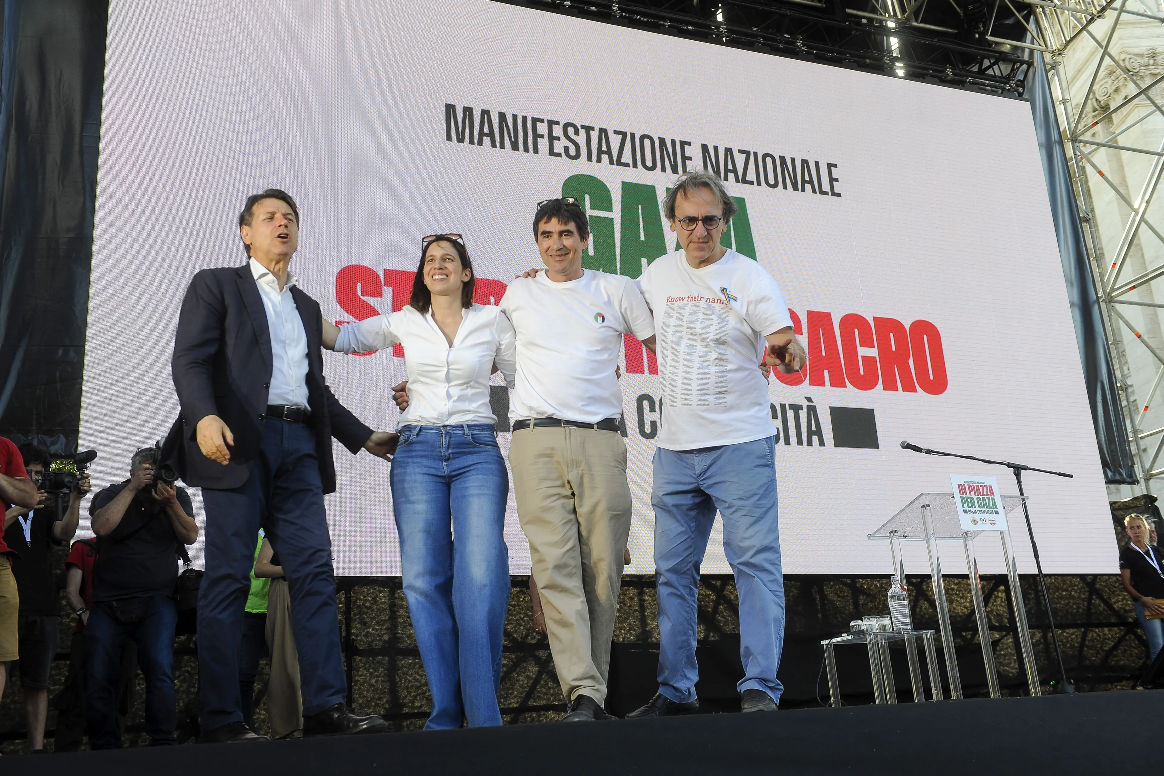 <p>Conte, Schlein, Fratoianni e Bonelli</p>\\n , FOTOGRAMMA / STEFANO CAROFEI