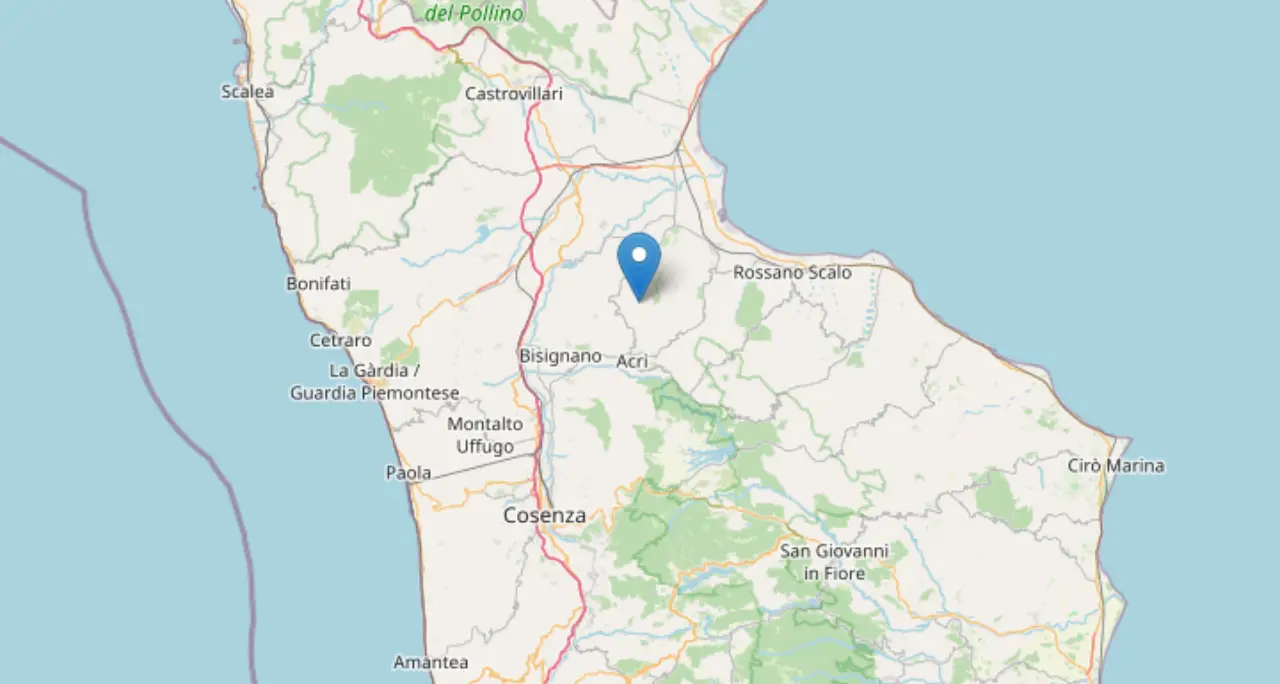 Terremoto in Calabria,\u00A0scossa di magnitudo 2.6 con epicentro nel Cosentino\n