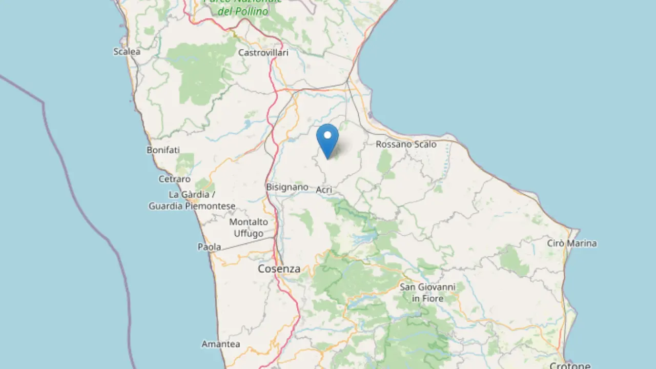 Terremoto in Calabria,\u00A0scossa di magnitudo 2.6 con epicentro nel Cosentino\n
