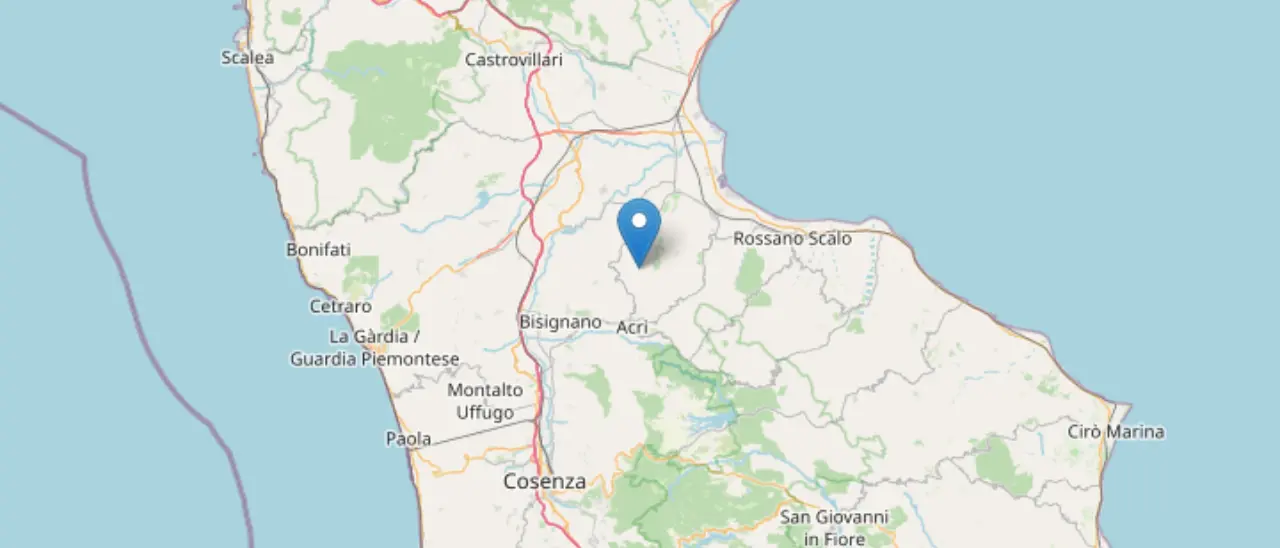 Terremoto in Calabria,\u00A0scossa di magnitudo 2.6 con epicentro nel Cosentino\n