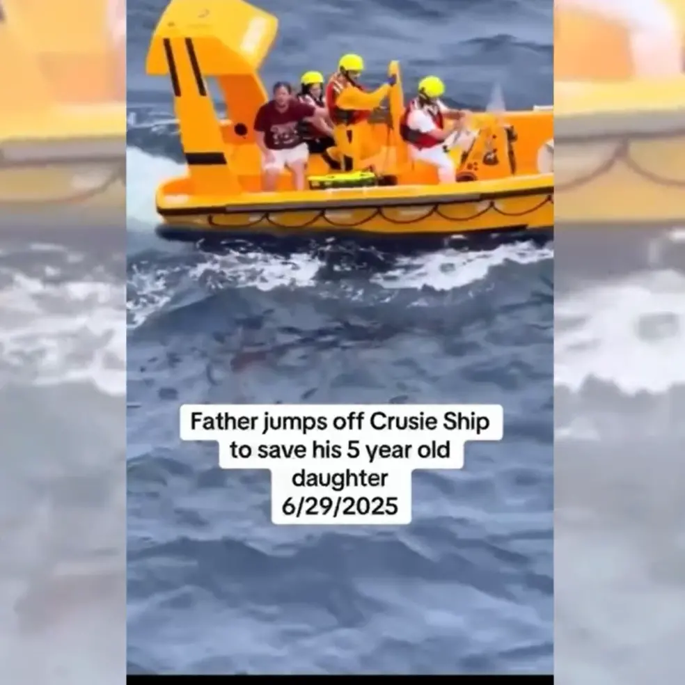 Bimba cade da una nave da crociera, il padre si tuffa e la salva: l’equipaggio completa il soccorso\n