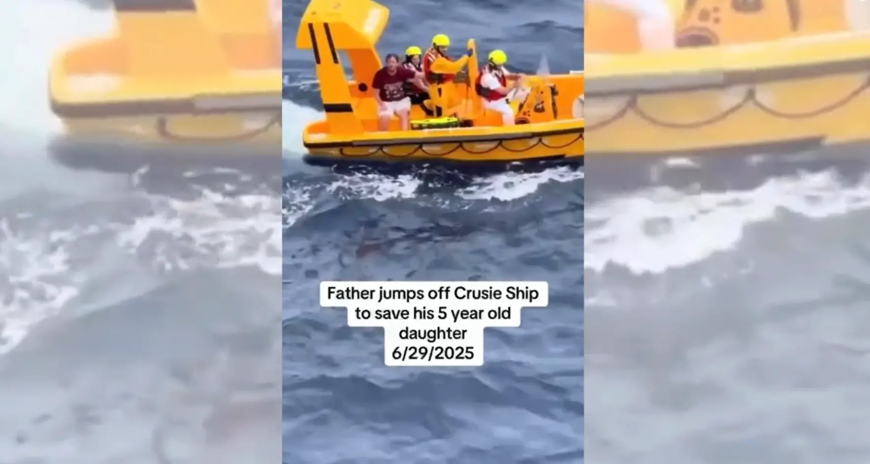 Bimba cade da una nave da crociera, il padre si tuffa e la salva: l’equipaggio completa il soccorso\n