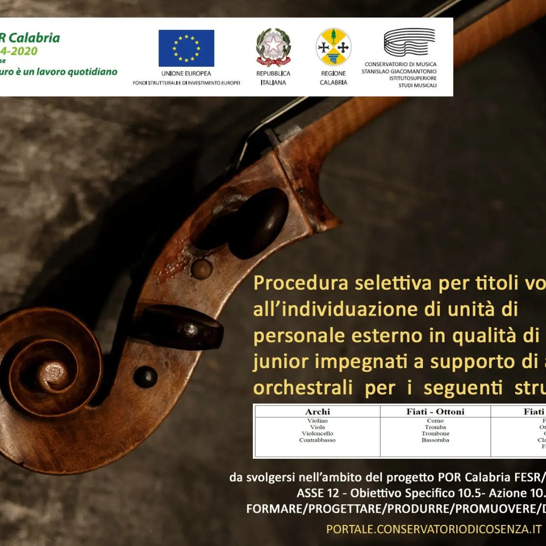L’Orchestra del Conservatorio si potenzia: al via selezione di personale