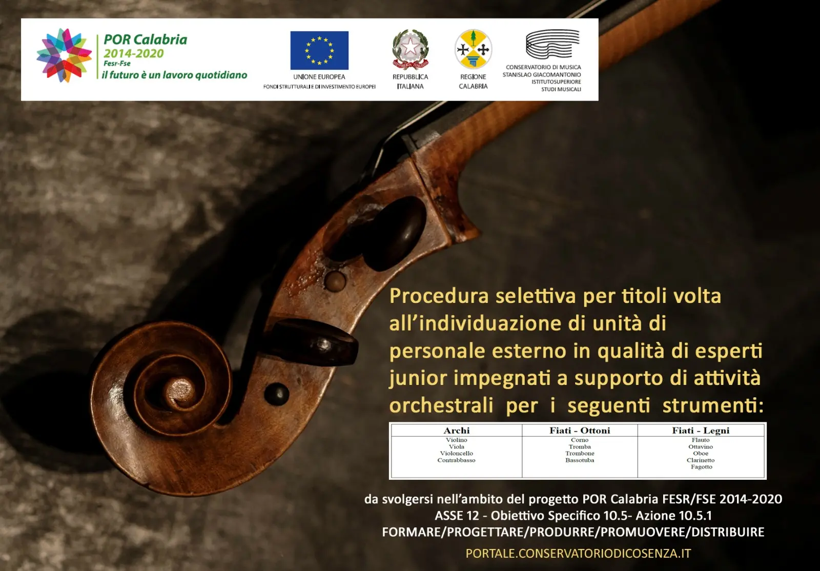 L’Orchestra del Conservatorio si potenzia: al via selezione di personale
