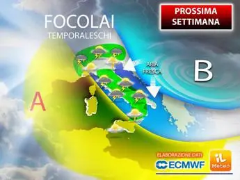 Prossima settimana con piogge e temporali, ecco dove e quando