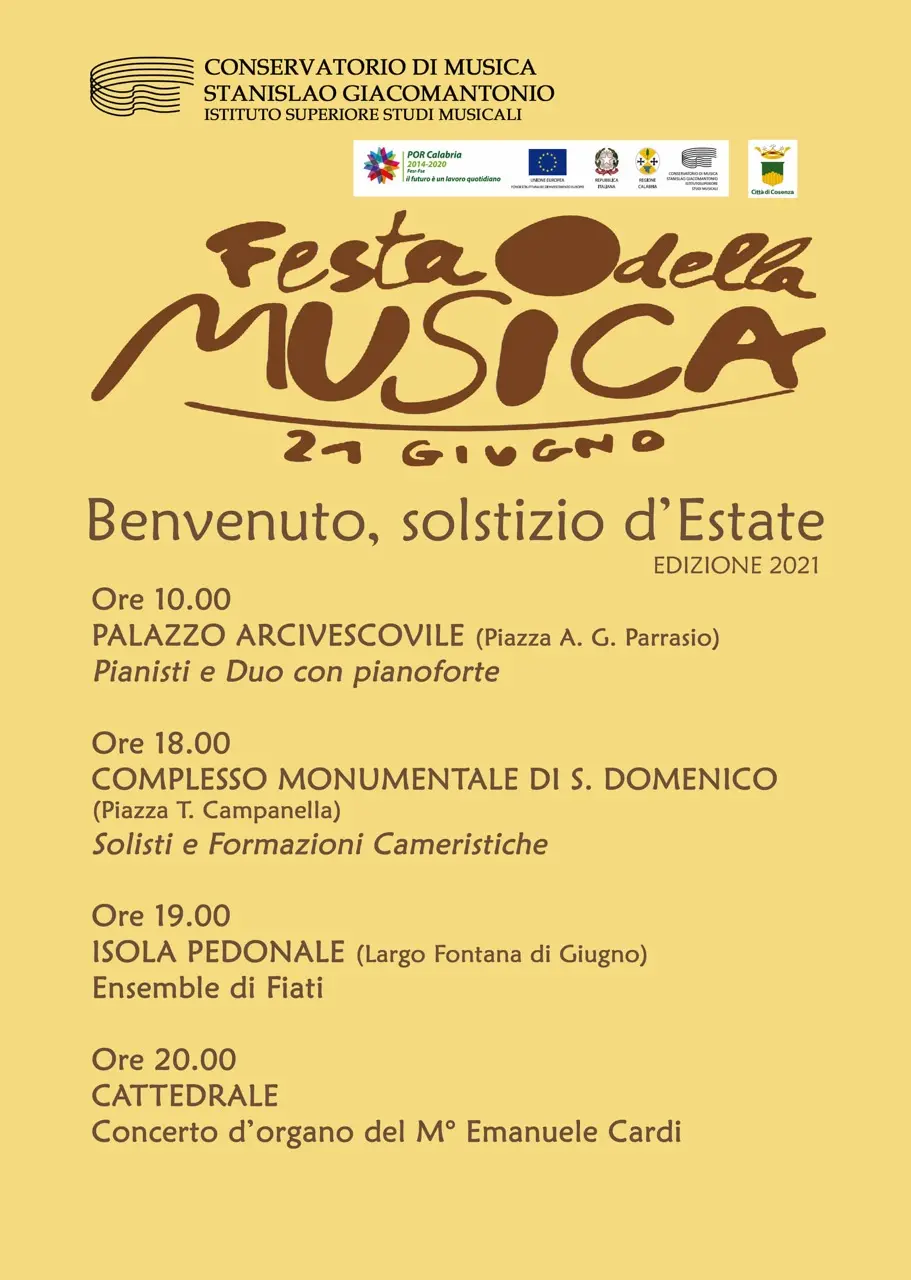 Torna la Festa della Musica nella città di Cosenza