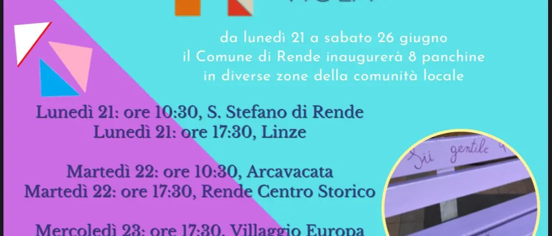 A Rende la Settimana Nazionale delle Panchine Viola