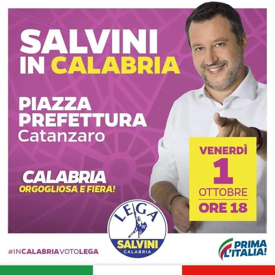 Salvini in Calabria per la chiusura nazionale della campagna elettorale