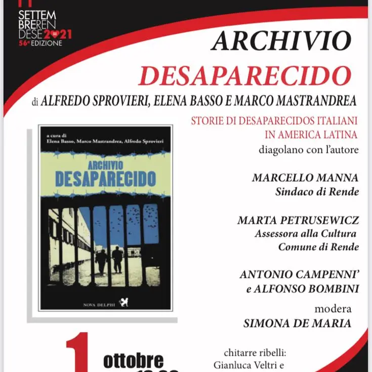 Archivio Desaparecido: a Rende si presenta il progetto in anteprima per il sud Italia
