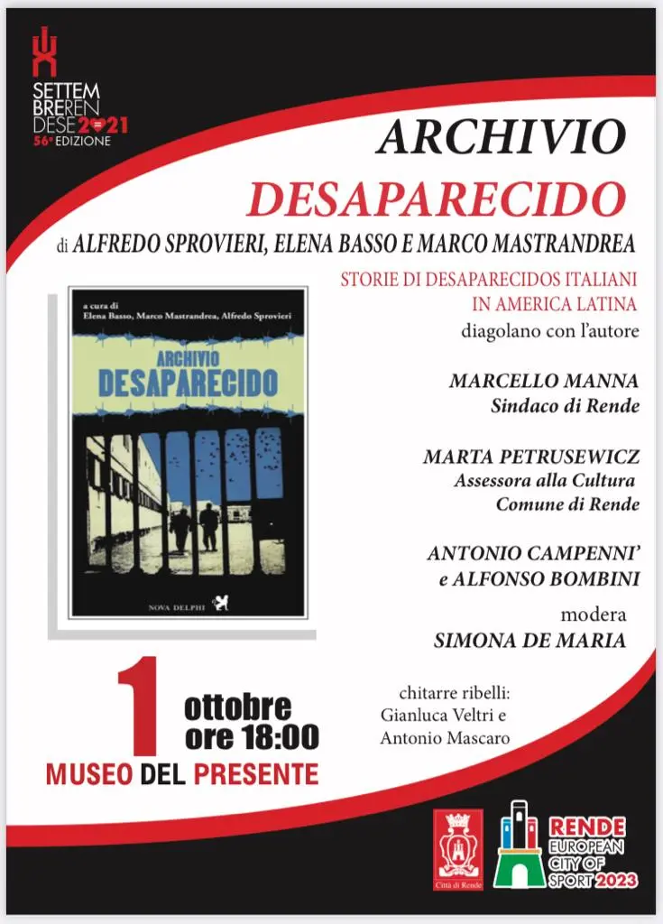 Archivio Desaparecido: a Rende si presenta il progetto in anteprima per il sud Italia