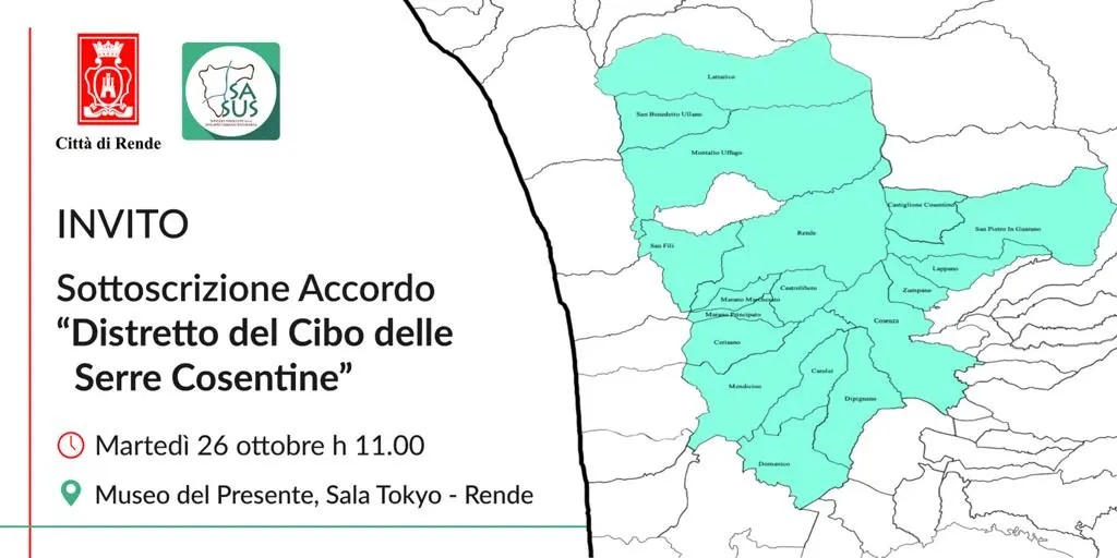 Distretto del Cibo delle Serre Cosentine, martedì 26 a Rende la firma dell’accordo