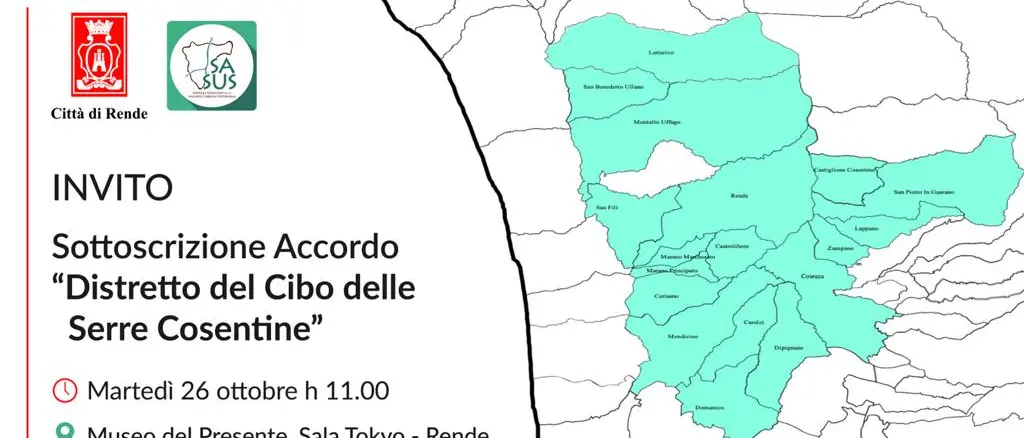 Distretto del Cibo delle Serre Cosentine, martedì 26 a Rende la firma dell’accordo