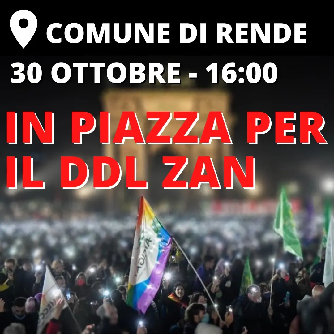 Domani a Rende presidio contro il blocco del DDL Zan