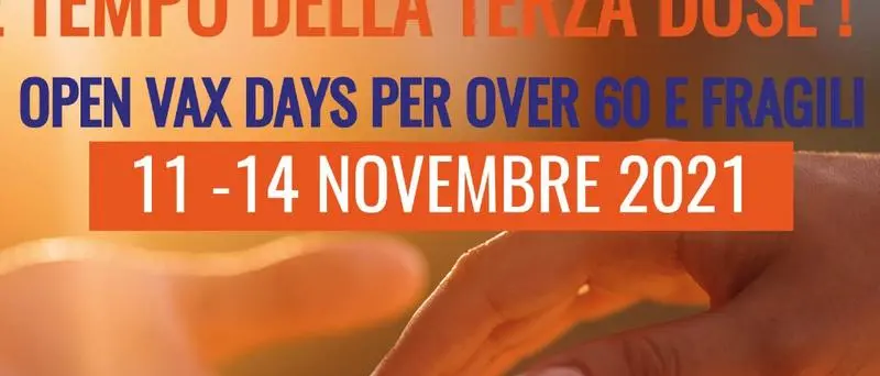 Covid-19, vaccini: open vax days per terza dose over 60 e fragili