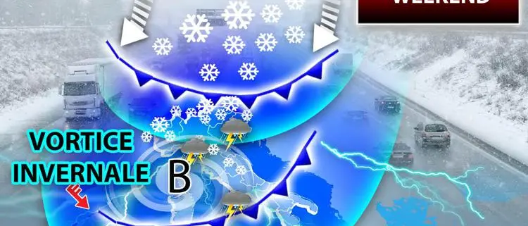 Maltempo diffuso con piogge, rovesci e neve sui rilievi. Temperature in calo