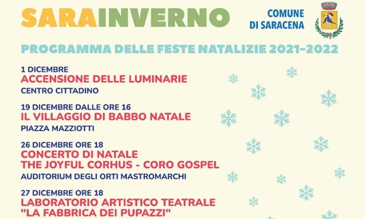 Saracena, ecco il programma degli appuntamenti natalizi di \"SaraInverno\"