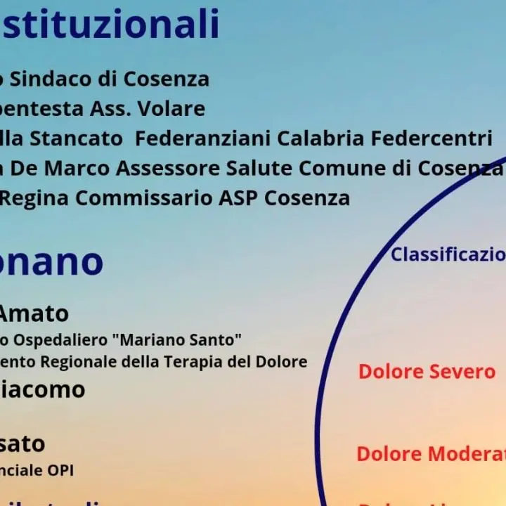 \"Il decalogo della terapia del dolore\", convegno martedì a Cosenza