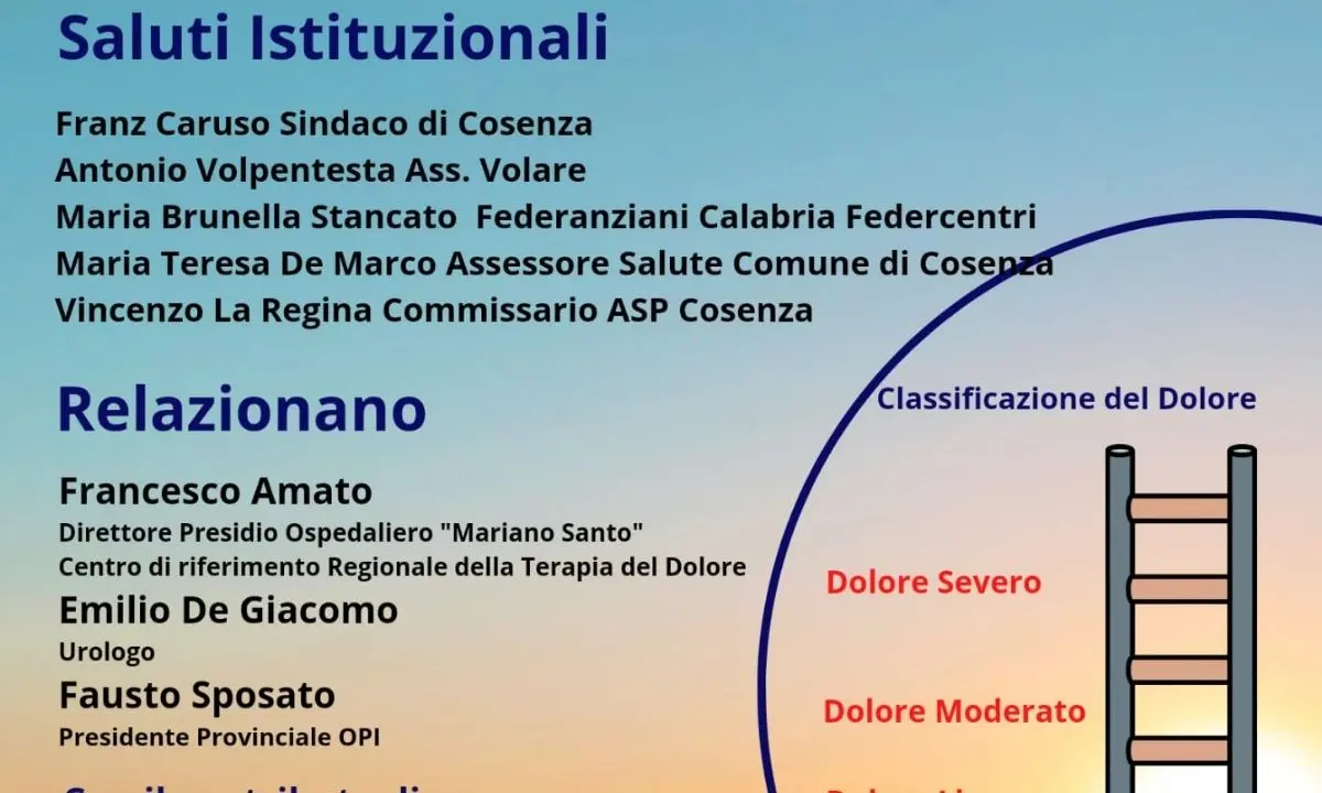 \"Il decalogo della terapia del dolore\", convegno martedì a Cosenza