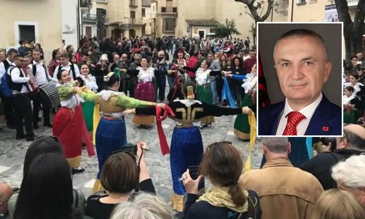 Il presidente dell'Albania Ilir Meta ospite d'onore del rito Arbëreshë le Vallje di Civita
