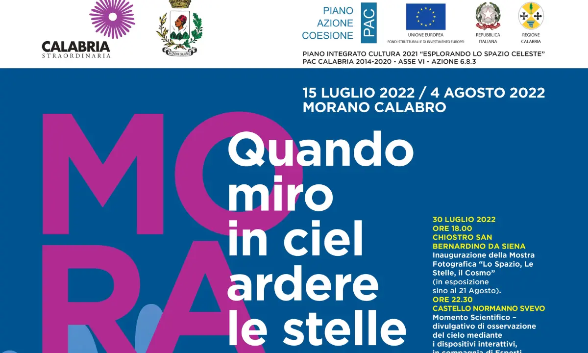 \"Quando miro in ciel ardere le stelle\", dal 15 luglio al 4 agosto a Morano