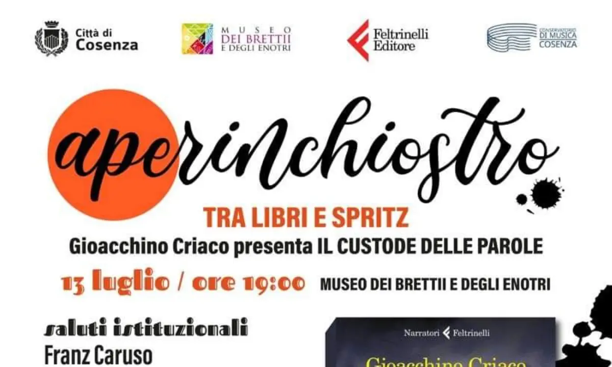 Gioacchino Criaco ed il suo \"Il custode delle parole\" protagonista del secondo appuntamento di \"Aperinchiostro\"