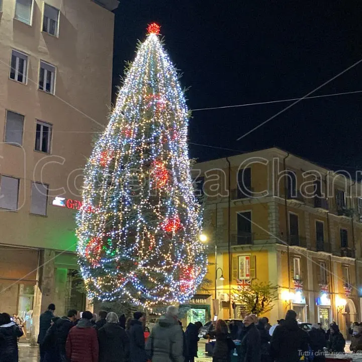 Cosenza s'illumina di festa ma con sobrietà. Caruso battezza l'albero di Natale in piazza