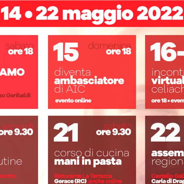 Settimana della celiachia in Calabria, ecco le date degli eventi previsti nella nostra regione
