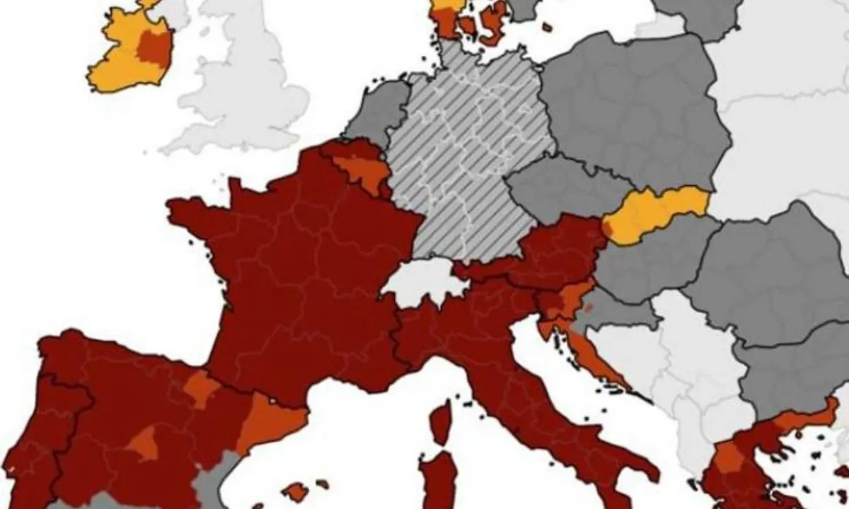 Covid, mappa Ecdc: l'Italia resta ancora in rosso scuro