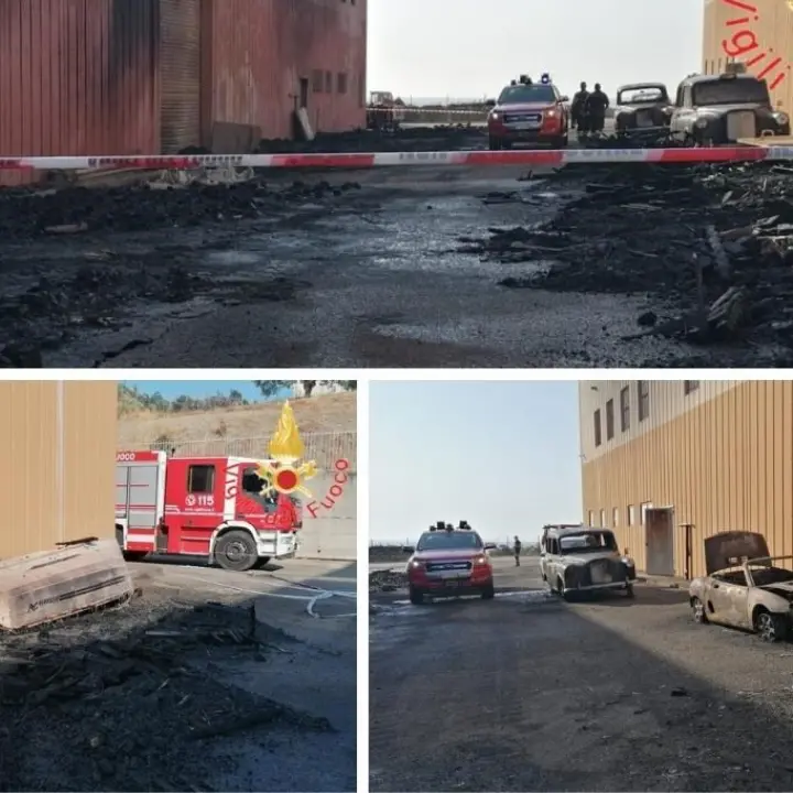 Incendio all'azienda Guglielmo, quattro auto in fiamme: si indaga sulle cause (VIDEO)