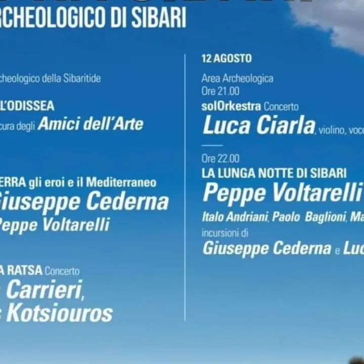 Il cielo sopra Sibari: al parco archeologico con Cederna, Voltarelli, Carrieri e Ciarla