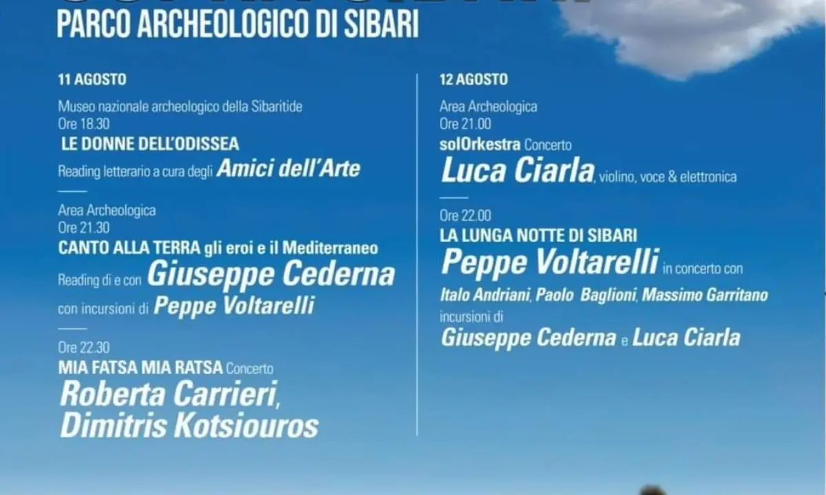 Il cielo sopra Sibari: al parco archeologico con Cederna, Voltarelli, Carrieri e Ciarla