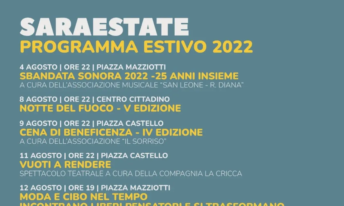 Saraestate, ecco tredici motivi per scegliere Saracena