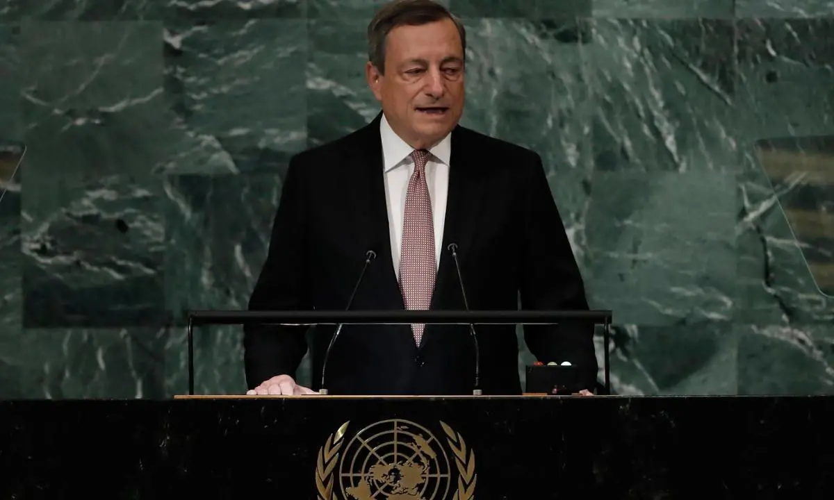 Mario Draghi all'Onu: «Avanti con le sanzioni contro Putin»