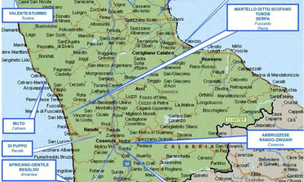 La Dia: «'Ndrangheta sempre più pervasiva in provincia di Cosenza». Ecco la mappa dei clan