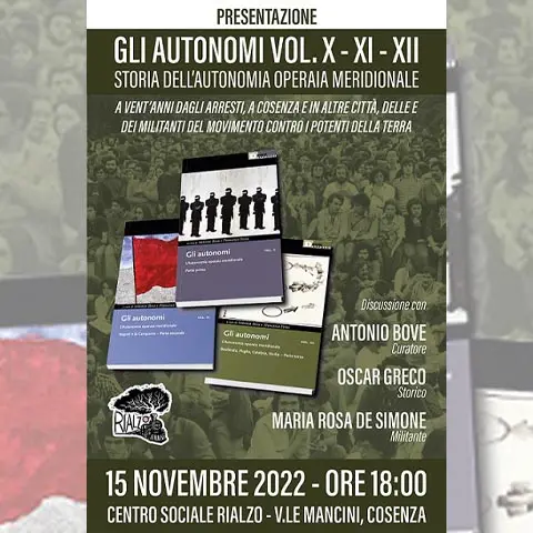 La trilogia sull’Autonomia operaia meridionale presentata a Cosenza