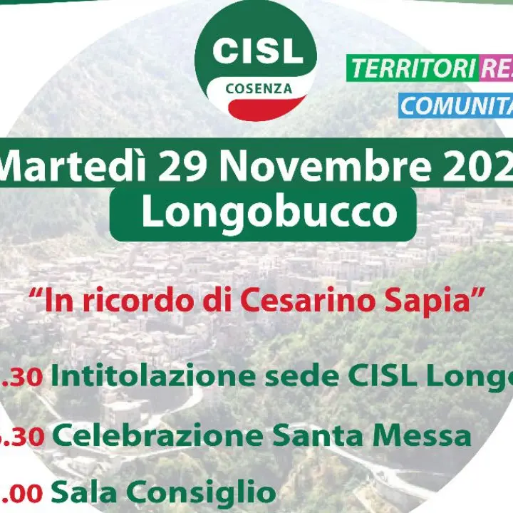 Longobucco, intitolazione della sede della CISL a Cesarino Sapia