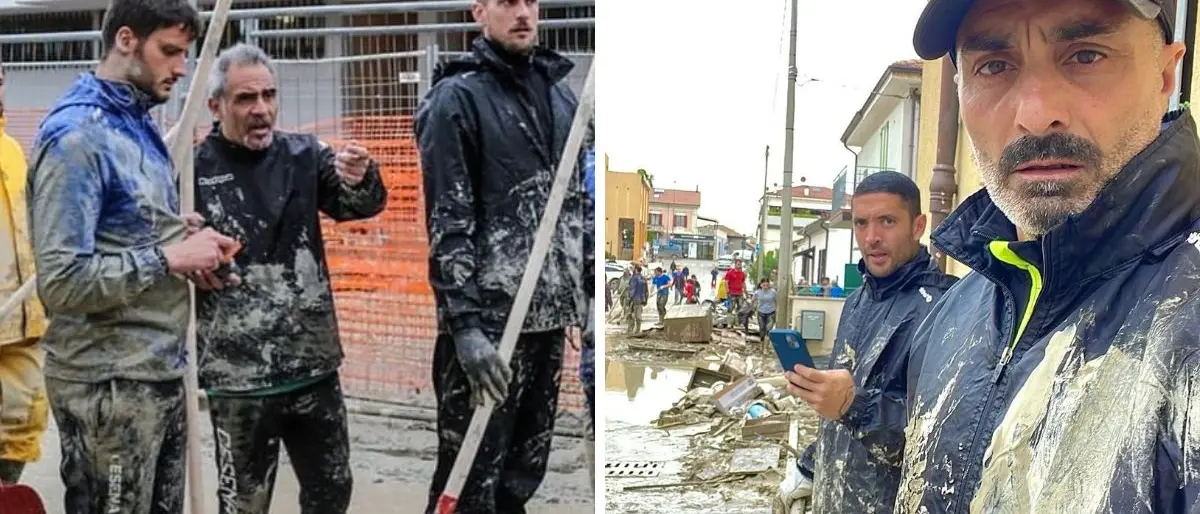 Alluvione in Romagna, campioni dentro e fuori dal campo: Toscano, Napoli e De Rose spalano il fango che ha travolto Cesena