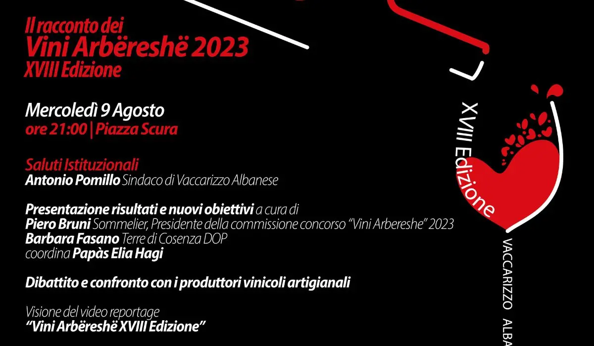 A Vaccarizzo Albanese ritorna il \"Racconto dei Vini Arbëreshë\"
