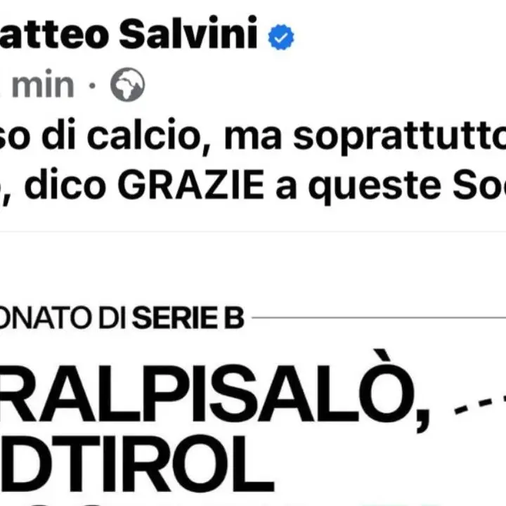 Salvini plaude al Cosenza: «Undici italiani in campo contro l'Ascoli, complimenti»