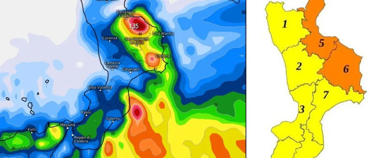 Ciclone Daniel in Calabria, allerta arancione in provincia di Cosenza