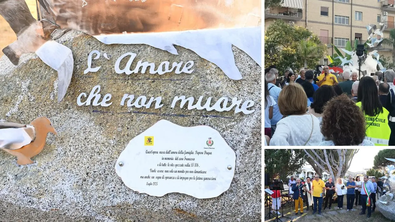 L’amore che non muore, a Monasterace inaugurata un’opera dedicata alle vittime della statale 106\n