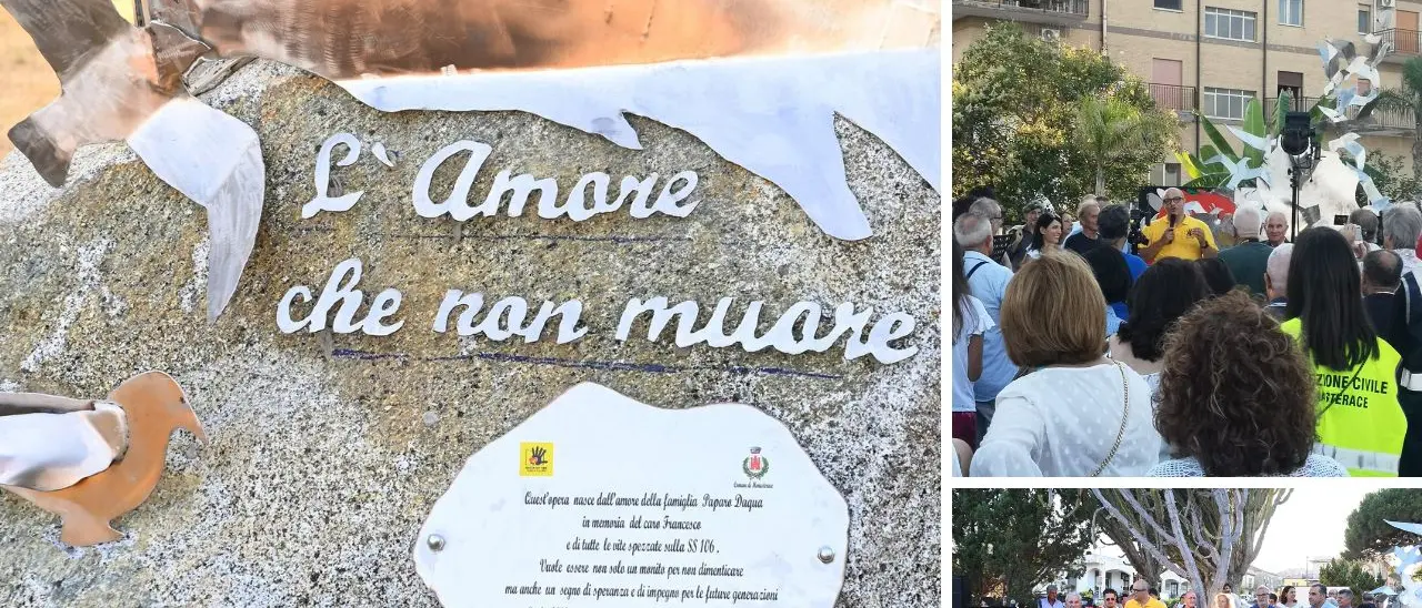 L’amore che non muore, a Monasterace inaugurata un’opera dedicata alle vittime della statale 106\n