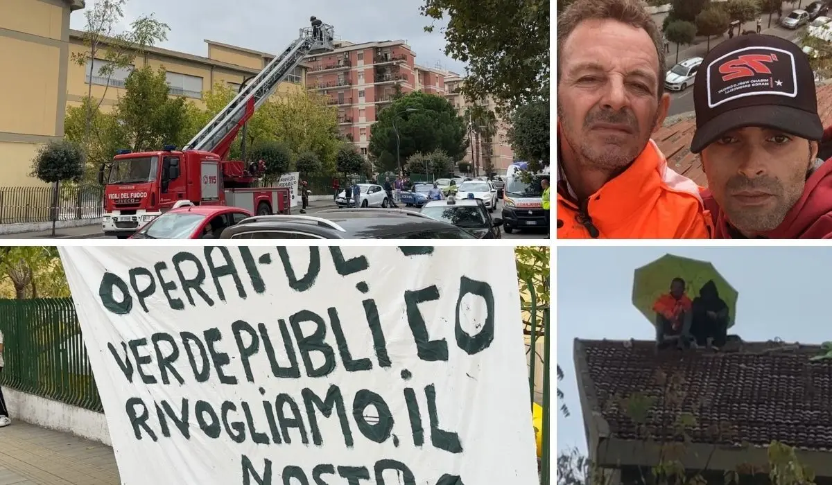 Protesta a Corigliano Rossano: due ex addetti al verde pubblico salgono sul tetto della scuola media \"Levi-Roncalli\"