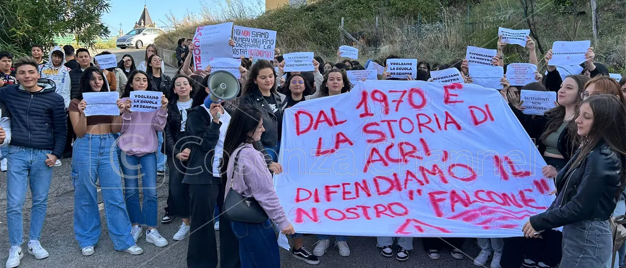 Acri, \"il Falcone non si tocca\". Studenti in corteo, Capalbo li accoglie in Comune | FOTO
